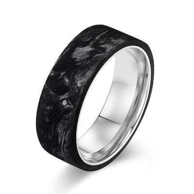 New Arrival Plated Gold and Rose Gold Forged Carbon Fiber Wedding Bands Mens Jewelry