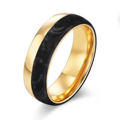 2025 New Arrival Plated Gold and Rose Gold Forged Carbon Fiber Wedding Bands Mens bands
