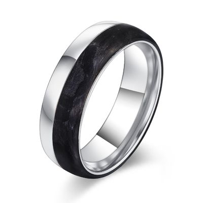 2025 New Arrival Plated Gold and Rose Gold Forged Carbon Fiber Wedding Bands Mens bands