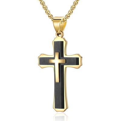 Cross Engrave Metal Prayer Choker for Men Stainless Steel Link Chain Necklaces Fine Jewelry Anniversary Occasion