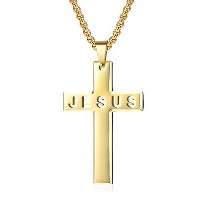 Fine Steel High Polished Jesus Metal Prayer Choker for Men Stainless Steel Link Chain Necklaces Fine Jewelry Anniversary Occasion