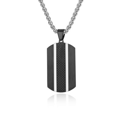 Satin and Polished Square Religious Necklace Men's Cross Stainless Steel Christian Jewelry for Anniversary Occasion