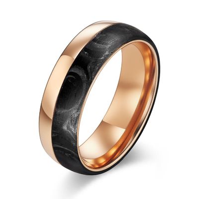 Forged Carbon Fiber Jewelry Main Material Plated Gold and Rose Gold Wedding Bands for Men in 2025