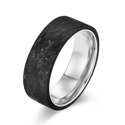 Coated Forged Carbon Fiber Wedding Bands Perfect Gift for Men's Jewelry
