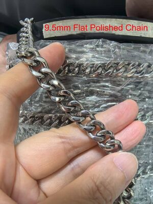 Bom preço. Em estoque e à venda em quente 9.5mm Flat Polished Chain Titânio Acessórios Gentlemen Chain on-line