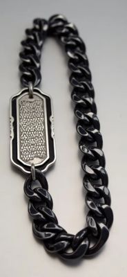 سعر جيد High Quality Silver Black Color Plated Stainless Steel  Jewelry Wristband Bracelet الانترنت