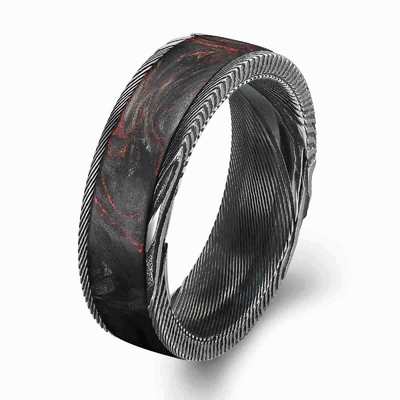 سعر جيد Vivid Red Forged Carbon Fiber Ring with Passionate Edge and Customizable Personality Mark الانترنت