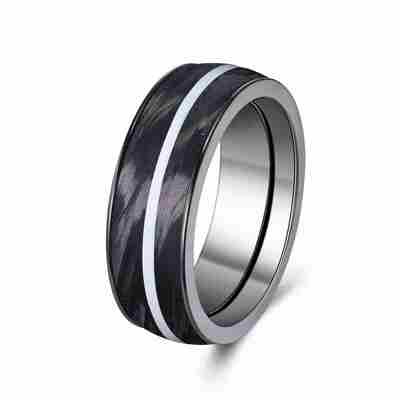 Giá tốt. Nhẫn sợi carbon rèn siêu bền với hoa văn cẩm thạch độc đáo và tùy chọn tùy chỉnh cho nhẫn cưới trực tuyến
