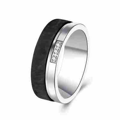 Guter Preis Mit Diamant geschmiedetem Hochzeitsring aus Kohlenstofffaser mit einzigartigen Mustern und anpassbaren Optionen Online