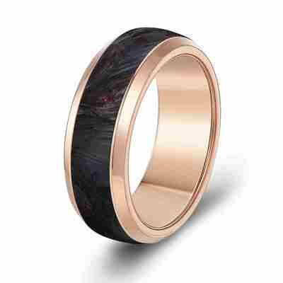 Un buon prezzo. Anello di nozze in fibra di carbonio forgiato personalizzabile con resistenza superiore e modelli marmorizzati unici in linea