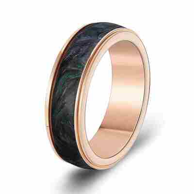 Giá tốt. 2026 Nhẫn cưới sợi carbon rèn siêu bền mới với hoa văn cẩm thạch độc đáo và tùy chọn tùy chỉnh trực tuyến