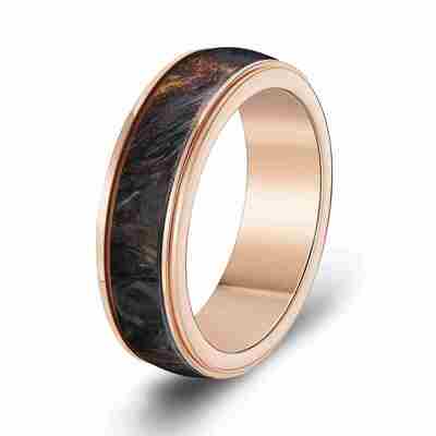 Un buon prezzo. 2026 Nuovo Anello in Fibra di Carbonio Forgiata Placcato Oro Rosa con Resistenza Superiore e Motivi Unici Marmorizzati per Fedi Nuziali in linea