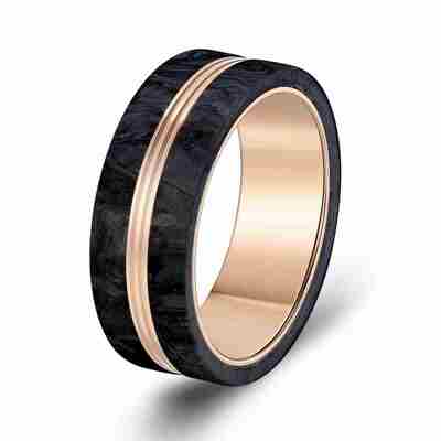 Buen precio Anillo de boda de fibra de carbono forjado de resistencia superior con patrones únicos de mármol y opciones personalizables para hombres en línea