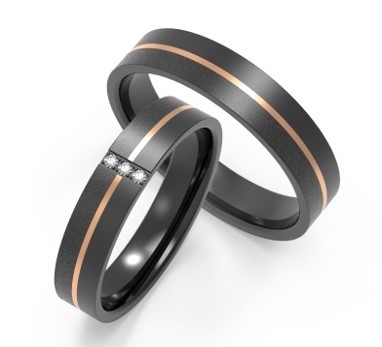 Couple Black Zirconium Ring Polished Hypoallergenic Zirconium Metal Ring