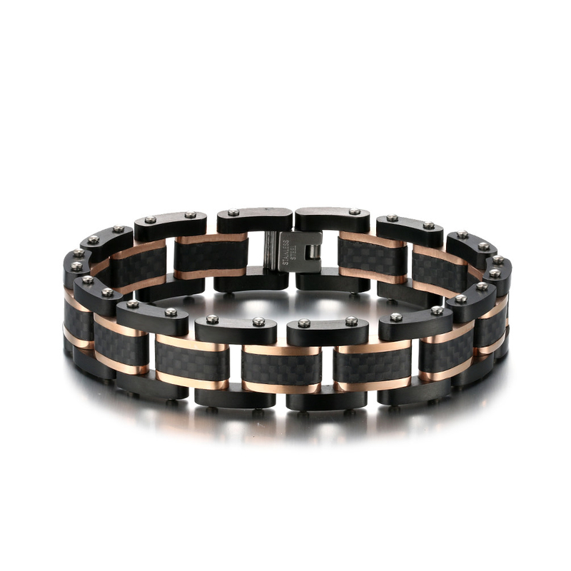 Fashion Plating Rose Gold Stainless Steel Bracelet Jewelry Watch Mens Punk Bracelets