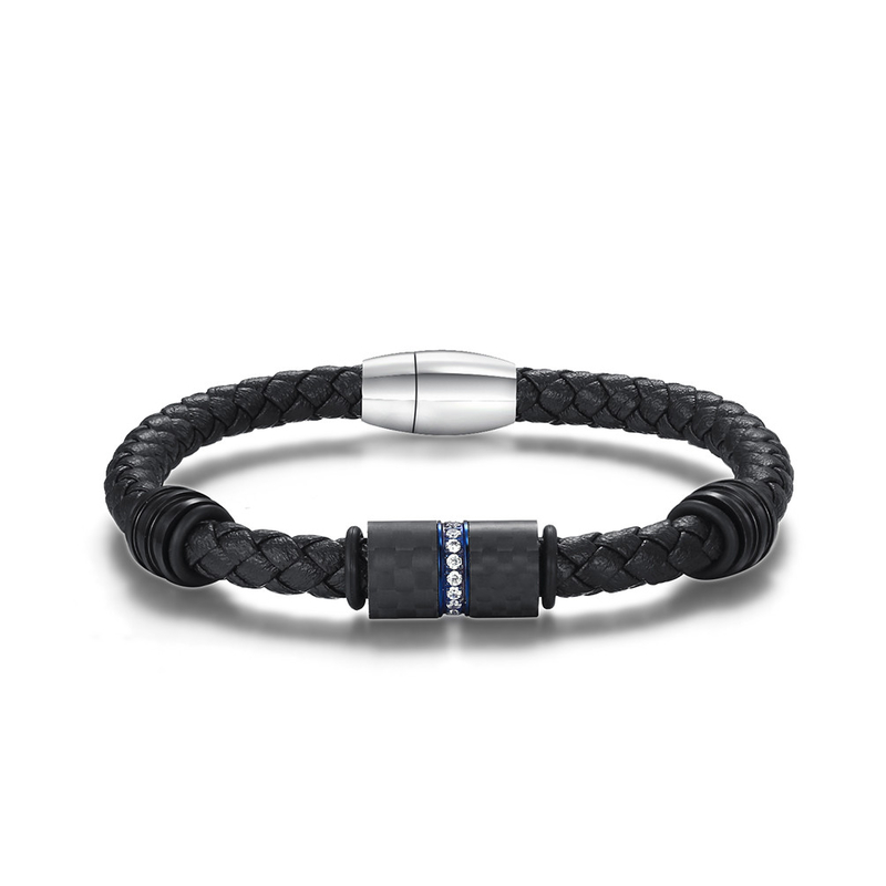 Luxury PU Leather Stainless Steel Bracelet Magnetic Buckle Woven Braided Wrap Bracelets
