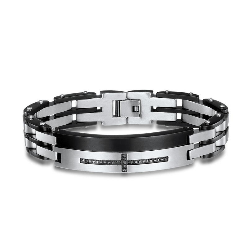 Authentic Men's Meteorite Bracelet Stainless Steel Diamond Chain Bracelet