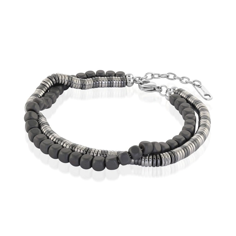 Men Black Stainless Steel Beaded Necklace Ball Chain With Zipper Jewelry Necklace
