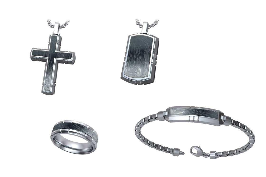 Fashion Chain Bracelet Ring Stainless Steel Cross Pendant Necklace Jewelry Gift Set
