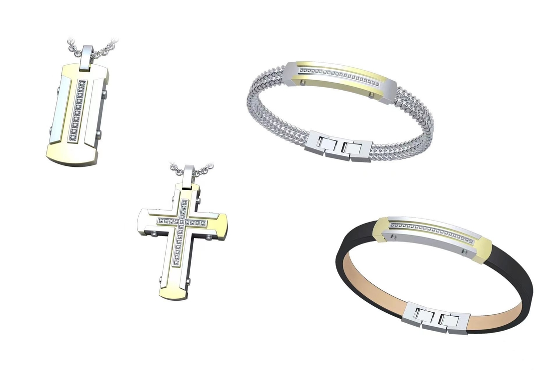 Customized Watch Chain Pendant And Bracelet Set Stainless Steel Men's Luxury Jewelry
