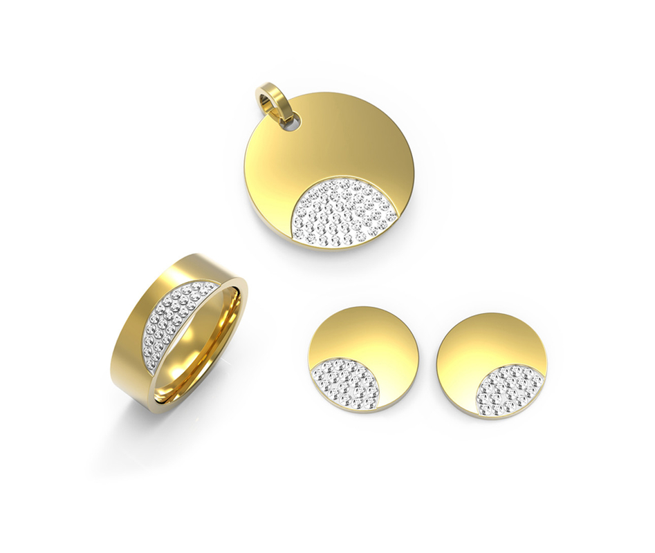 Simple Gold Men's Jewelry Sets Cross Ring Necklace Set Sweater Chain Alloy Jewelry