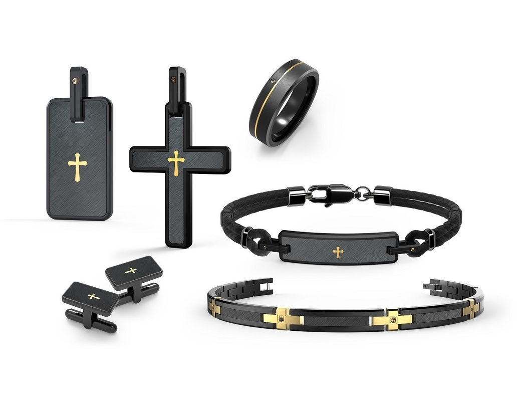 Trendy Stainless Steel Jewelry Set For Men Rings And Bracelet