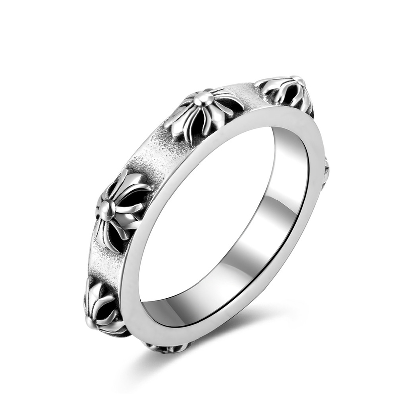 316l Stainless Steel Men's Rings Carved Flowers Ring Gift Jewelry Cool Rock Rings