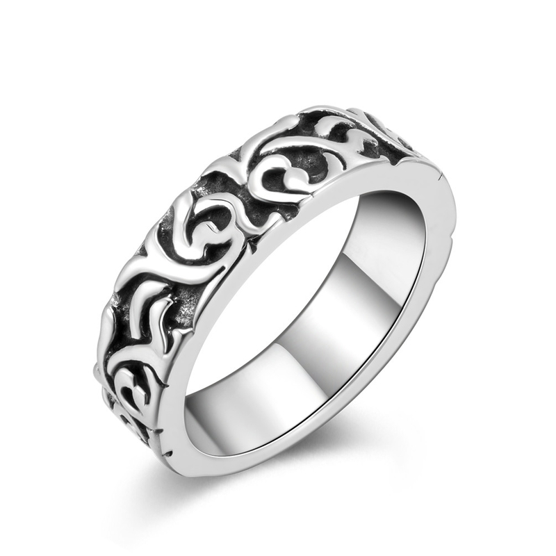 Men's Stainless Steel Viking Jewelry Ring Window Curved Punk Ring Vintage Men Rings