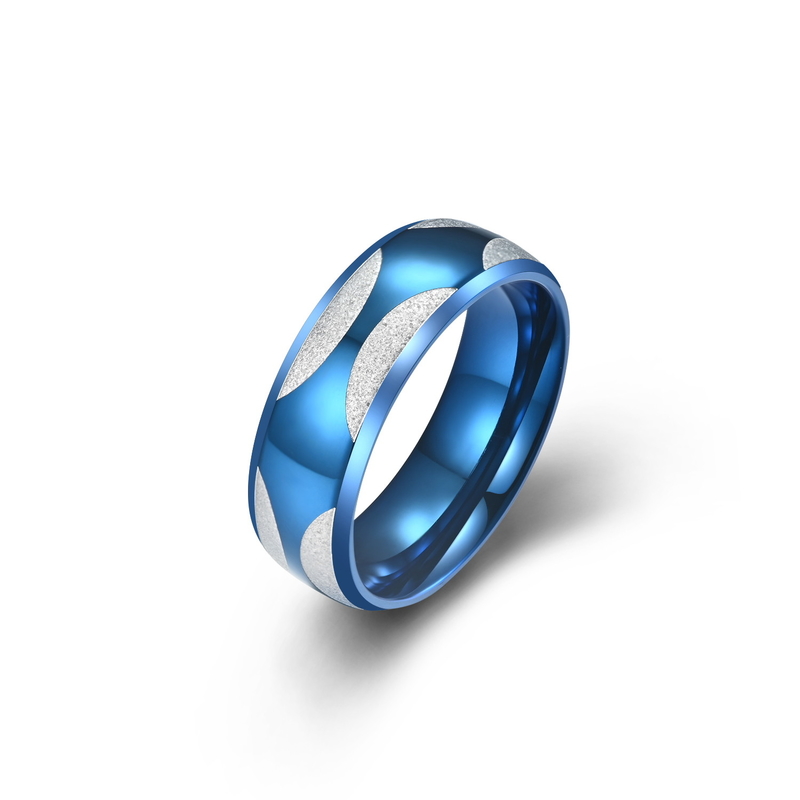 Simple Jewelry Men's Stainless Steel Ring Flower Pattern 8MM Ring