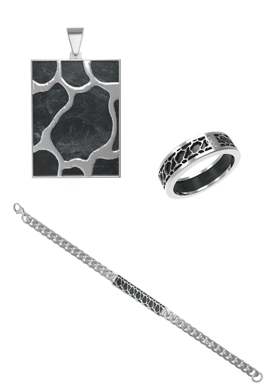 Men's Cross Necklace Ring And Pendants Set Sweater Chain Alloy Jewelry Made Of Carbon Fiber For Gift