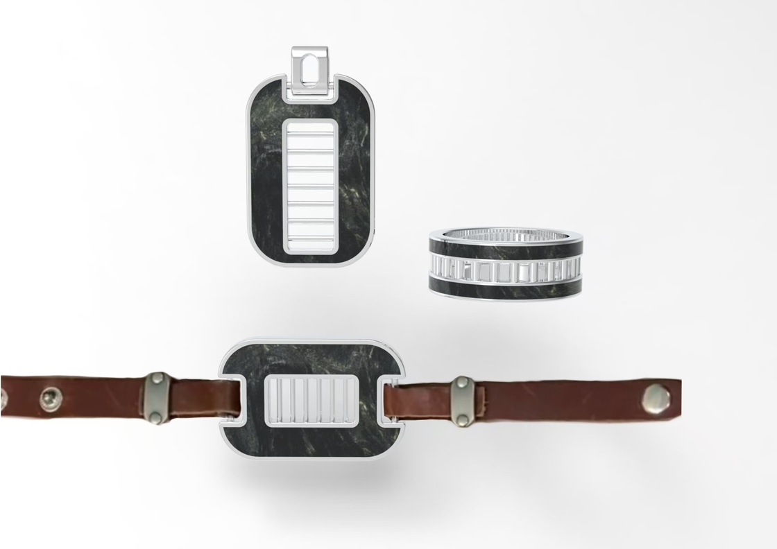Men's Carbon Fiber Jewelry Set Ring And Pendant Set Stainless Steel Bracelet