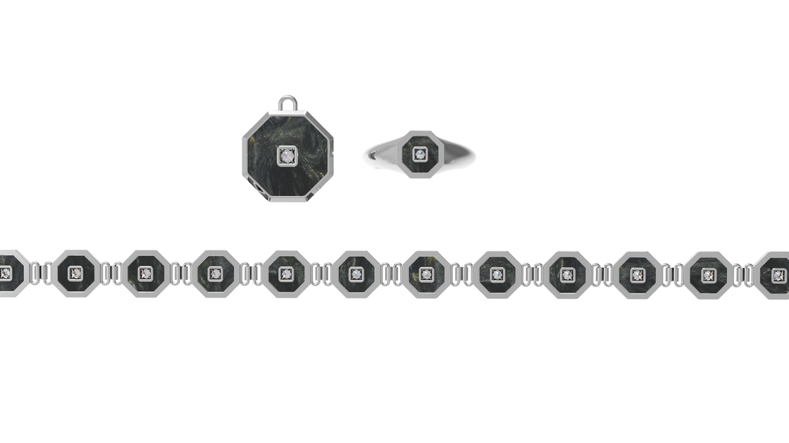 Stylish Carbon Fiber Encrusted Zircon Fashion Jewelry Set Lightweight and Unique Pattern