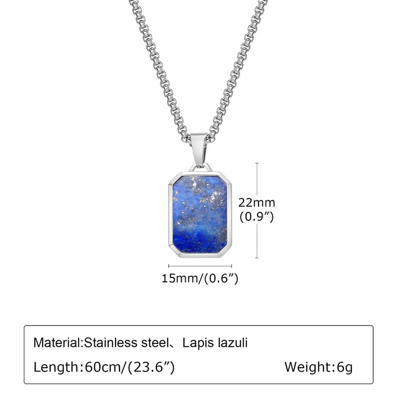 Stylish Lapis Lazuli and Stainless Steel Pendant for Unisex Wedding Occasion