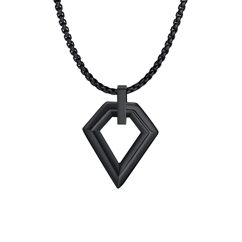 Stylish Plated Black Diamond Shaped Stainless Steel Pendant For Men