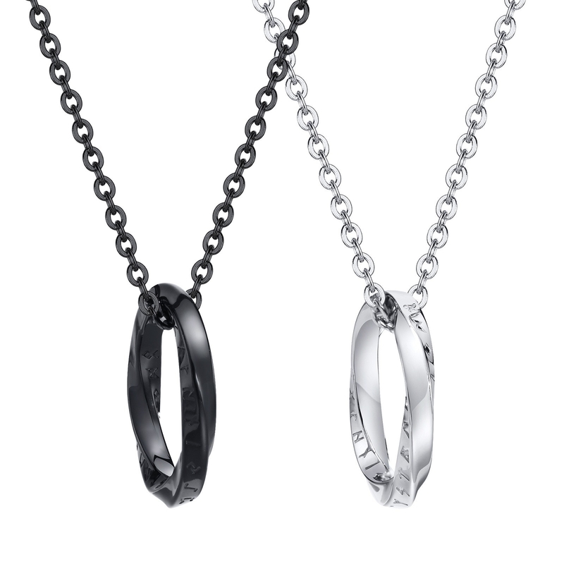 Elegant Fashion Style Silver Stainless Steel Round Pendant Necklace with Roman Numerals