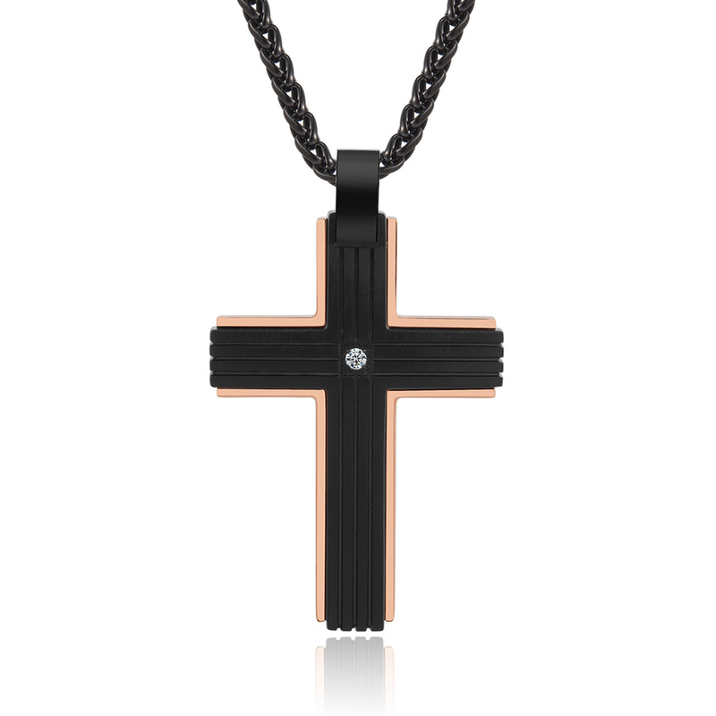 Cross Necklace for Men, Stainless Steel Pendant Chain Jewelry Christmas Stocking Stuffers Christian Baptism Birthday Gifts