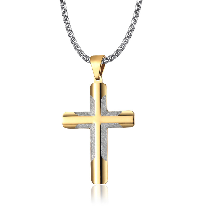 Provide Mould Making Fashion Cross Pendant Gold and Titanium Prayer Choker for Men Stainless Steel Necklaces