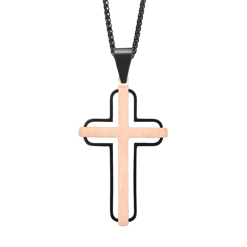 Blue and Rose Gold Metal Prayer Choker for Men Stainless Steel Link Chain Necklaces Fine Jewelry Anniversary Occasion