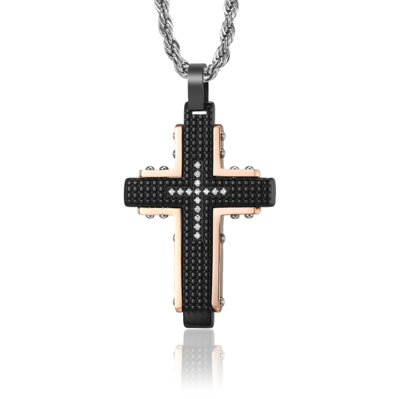 316L Stainless Steel Cross Pendant Necklace 1 Color Jesus Christ Large Cross Necklace for Men