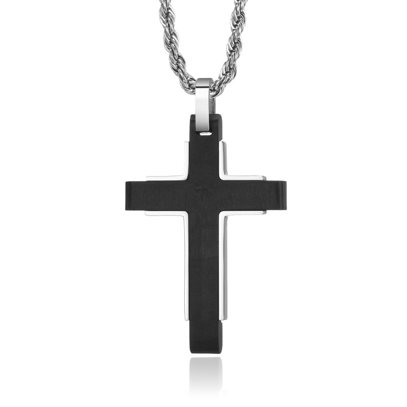 Silver Gold Black Stainless Steel Men's Pendant Cross Necklace Jewelery for Women 16-24 Inches