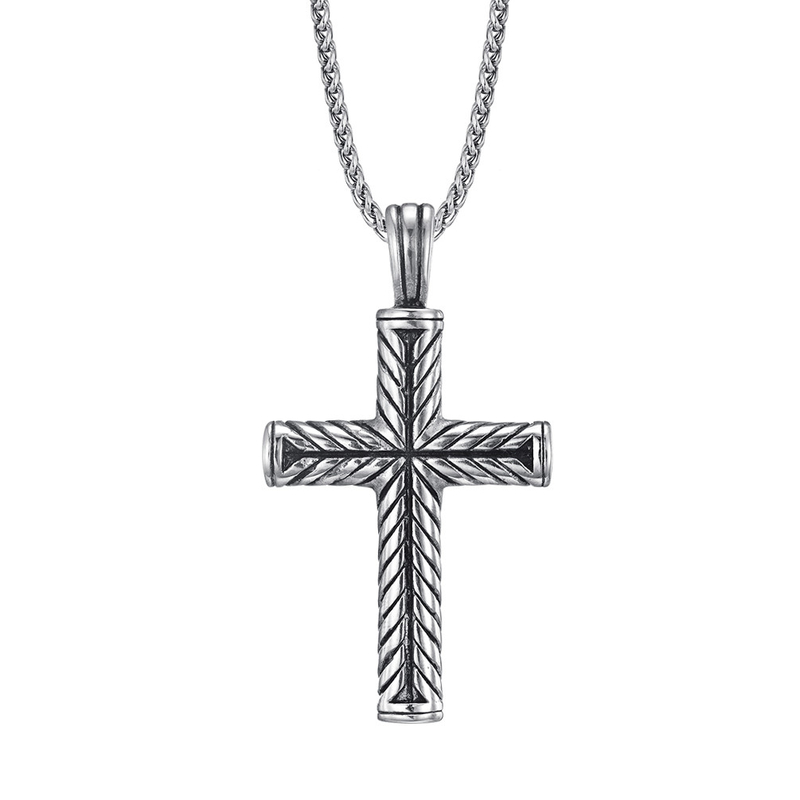 Gold Chain Link Classic Style Men's Cross Necklace Silver Stainless Steel Men's Pendant Cross Necklace Jewelry for Women