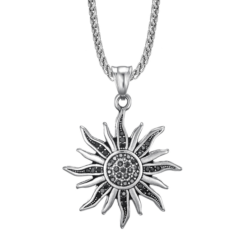 Sample Making Sunflower Shape Stainless Steel and Gold Pendants Necklaces for Men Anniversary Occasion