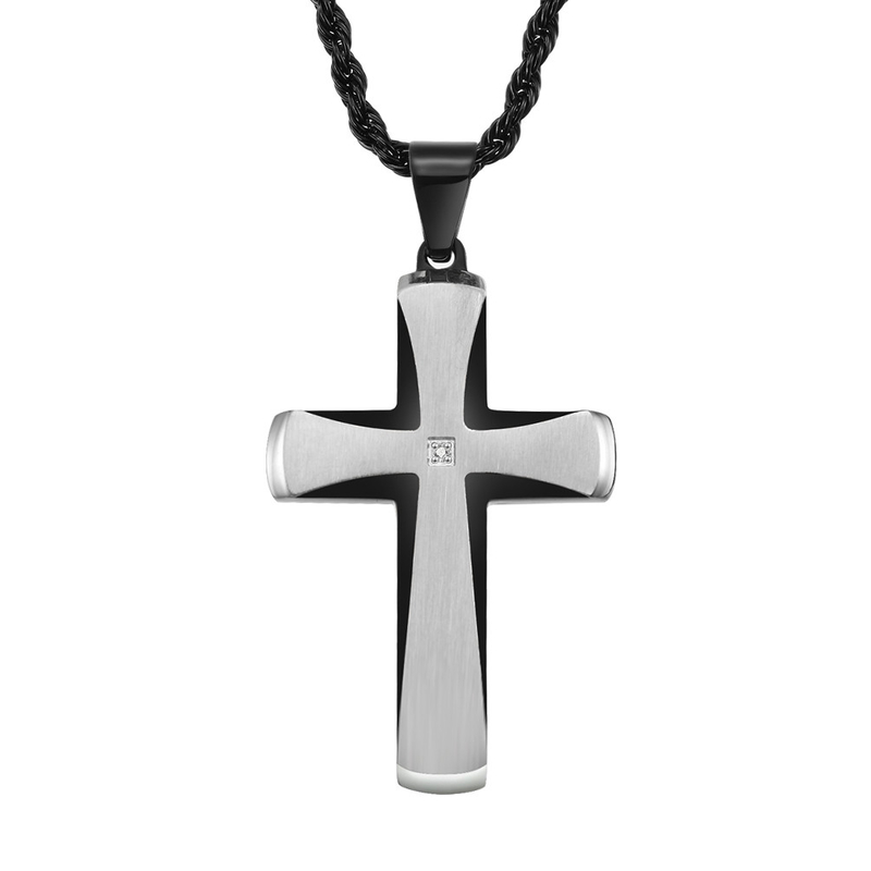 Cross Necklace for Men Stainless Steel Cross Pendant Mens Cross Necklace Christian Jewelry Religious Gifts