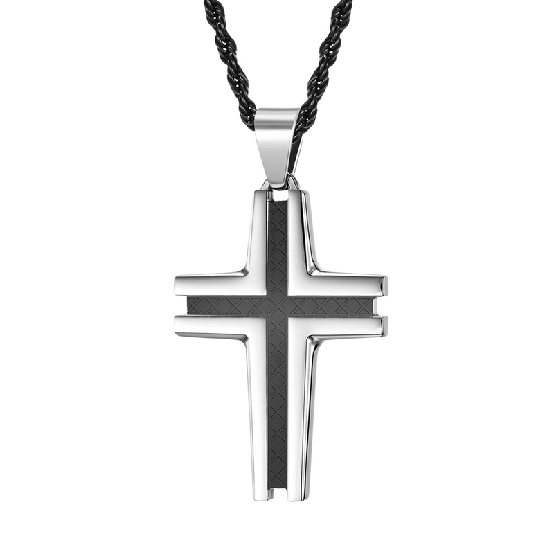 Special Design Cross Pendant Necklace for Men's Stainless Steel Christian Jewelry