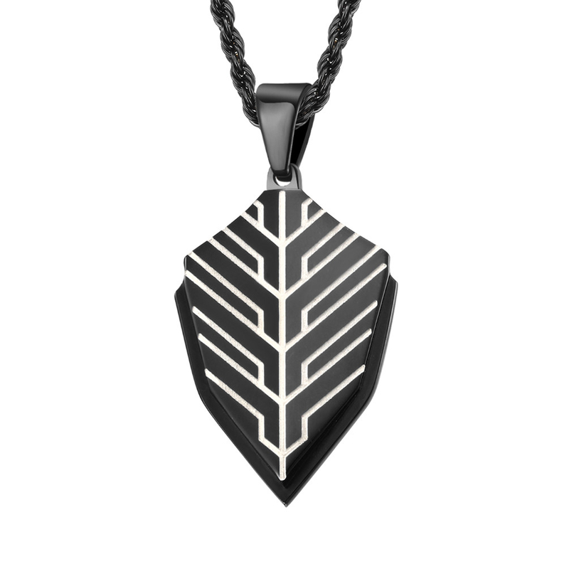 Anniversary Occasion Men's Leaf Shape Necklace Stainless Steel and Blue Plated Design