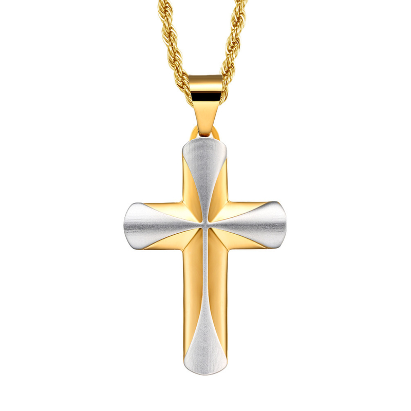 Jewelry Main Material Stainless Steel Bible Prayer Cross Pendant with Chain Necklace for Men Anniversary Occasion