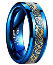 Plated Blue Tungsten Carbide Wedding Engagement Rings for Men Fashion Jewelry