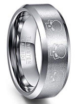 Customized Sample Making Gold Tungsten Carbide Men's Wedding Ring with Skull Pattern and Zircon Inlay