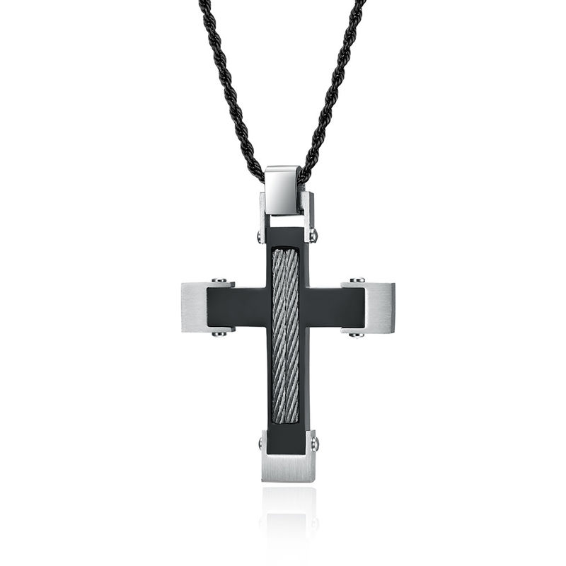 Fashion Men's Cross Design Stainless Steel Titanium Pendant Necklace Provide Mould Making And Making Service