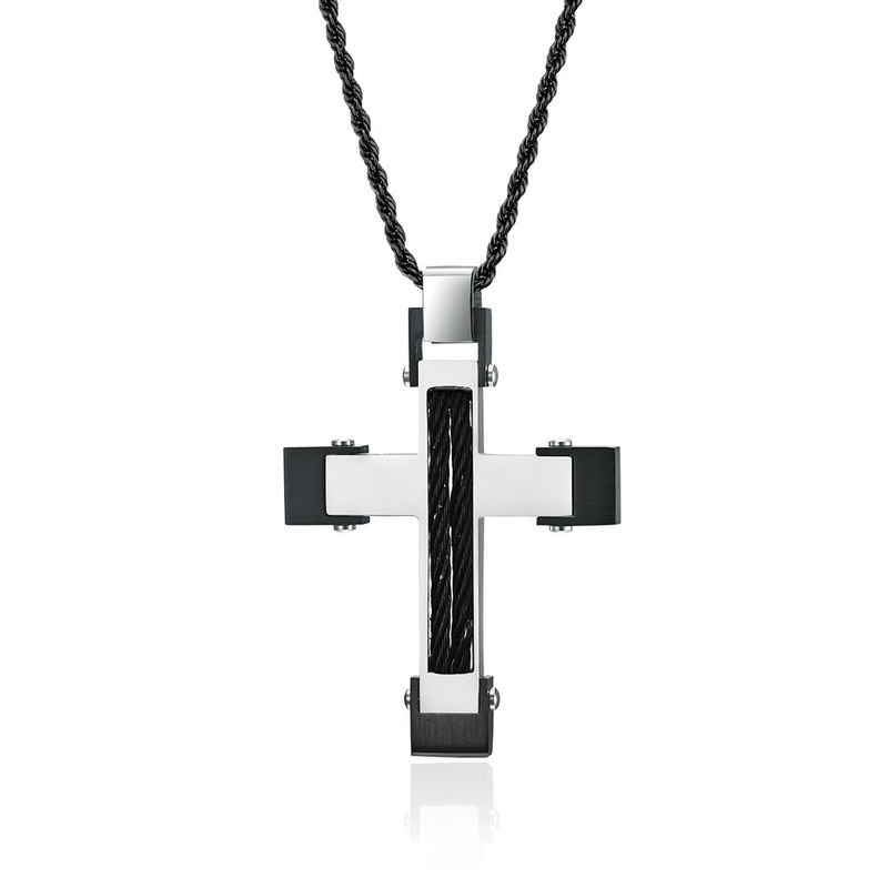Fashion Men's Cross Design Stainless Steel Titanium Pendant Necklace Provide Mould Making And Making Service